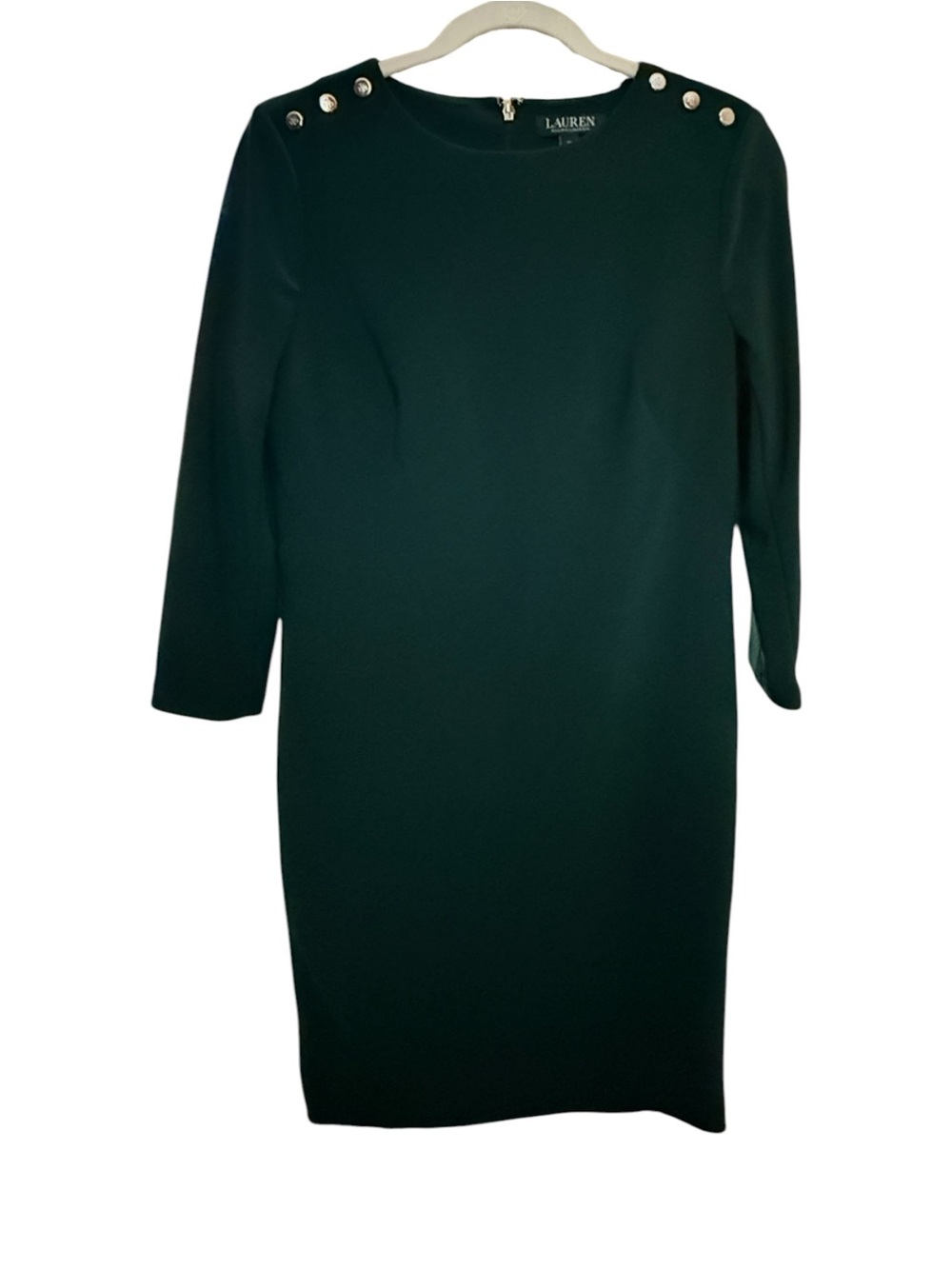 Lauren Ralph Lauren Green Size 10 Sheath Dress Quiet Luxury Equestrian Preppy - Picture 8 of 8